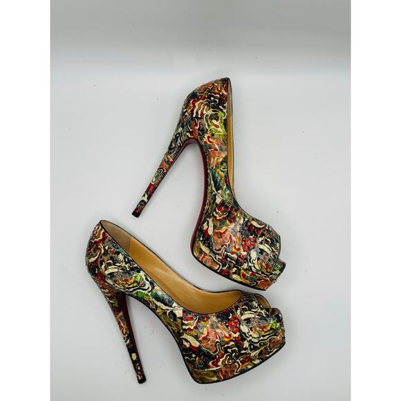 Christian Louboutin Multicolor 140 Palais Python Faience Lucido Pumps size 37 - Picture 10 of 11